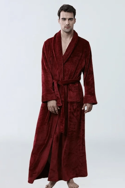 Men's Red Cotton Bathrobe