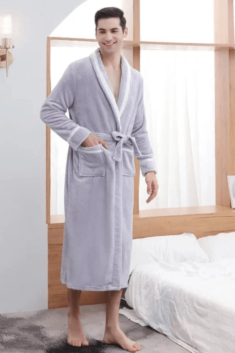 Men's Fleece Bathrobe for Home
