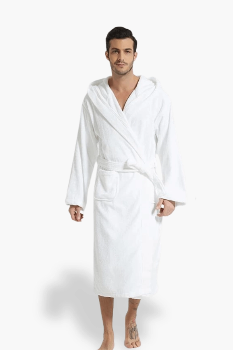Men's Cotton Hooded Bathrobe