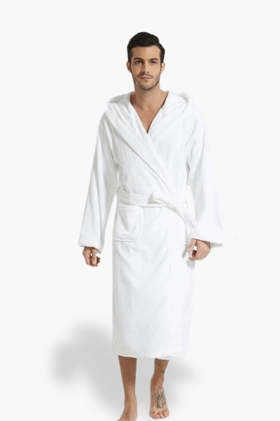 Men's Cotton Hooded Bathrobe