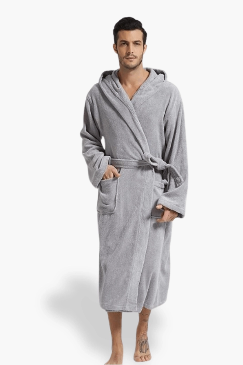 Men's Hooded Fleece Bathrobe