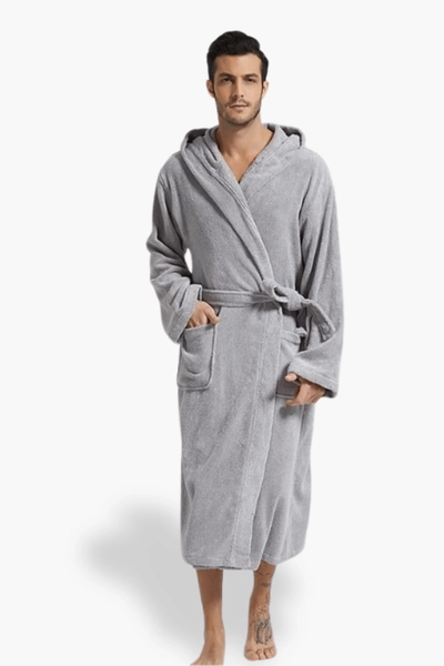 Men's Hooded Fleece Bathrobe