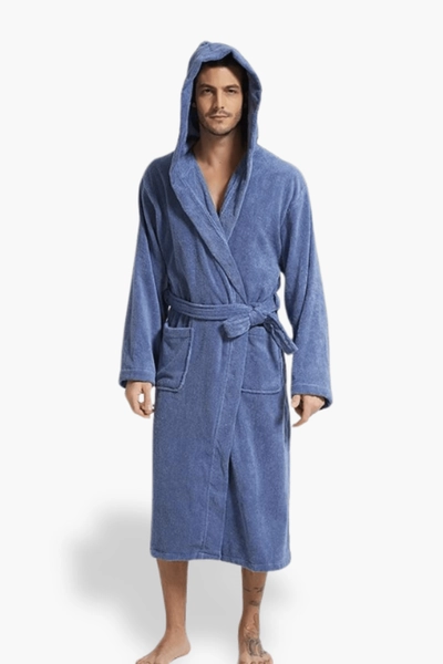 Long Hooded Men's Bathrobe