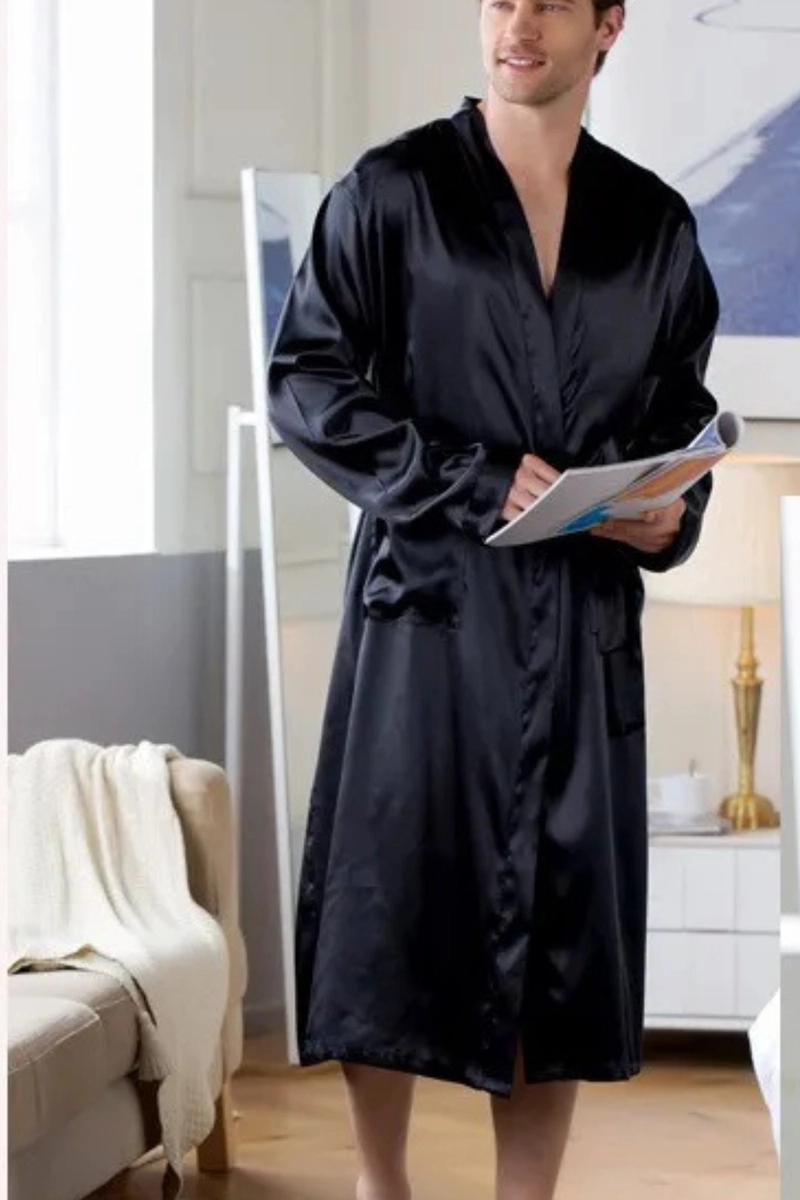 Black Satin Robe