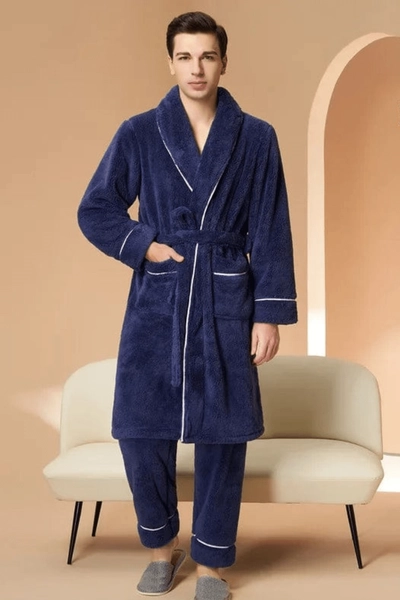 Navy Blue Bathrobe