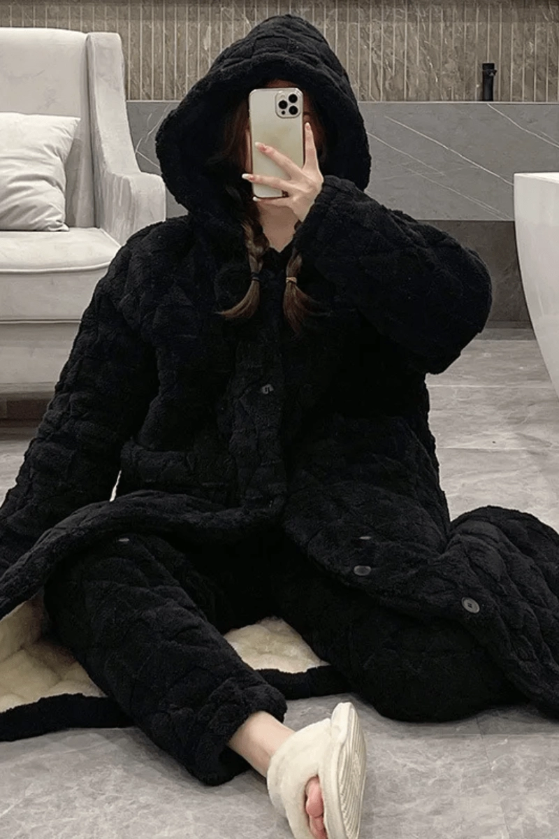 Women's Black Robe Coat