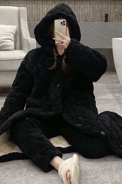 Women's Black Robe Coat