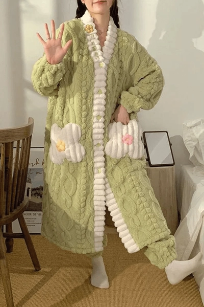Buttoned Women's Bathrobe