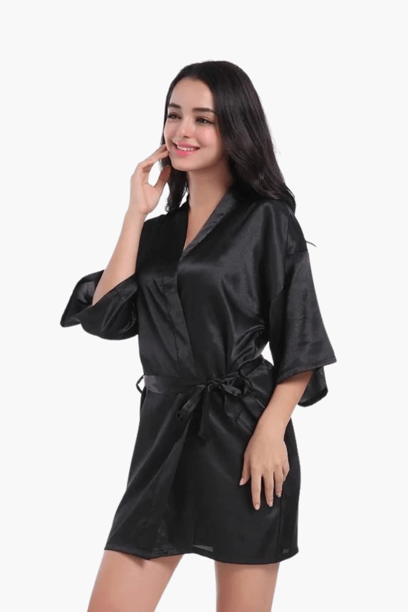 Black Satin Women's Robe