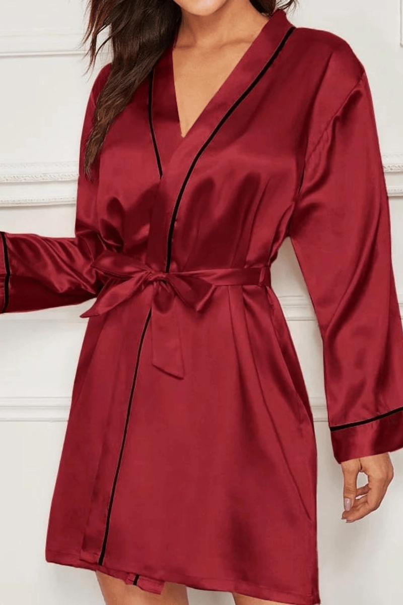 Women's Red Satin Robe
