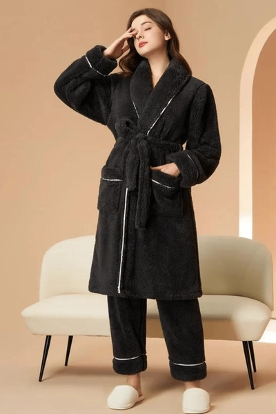 Black Terry Bathrobe
