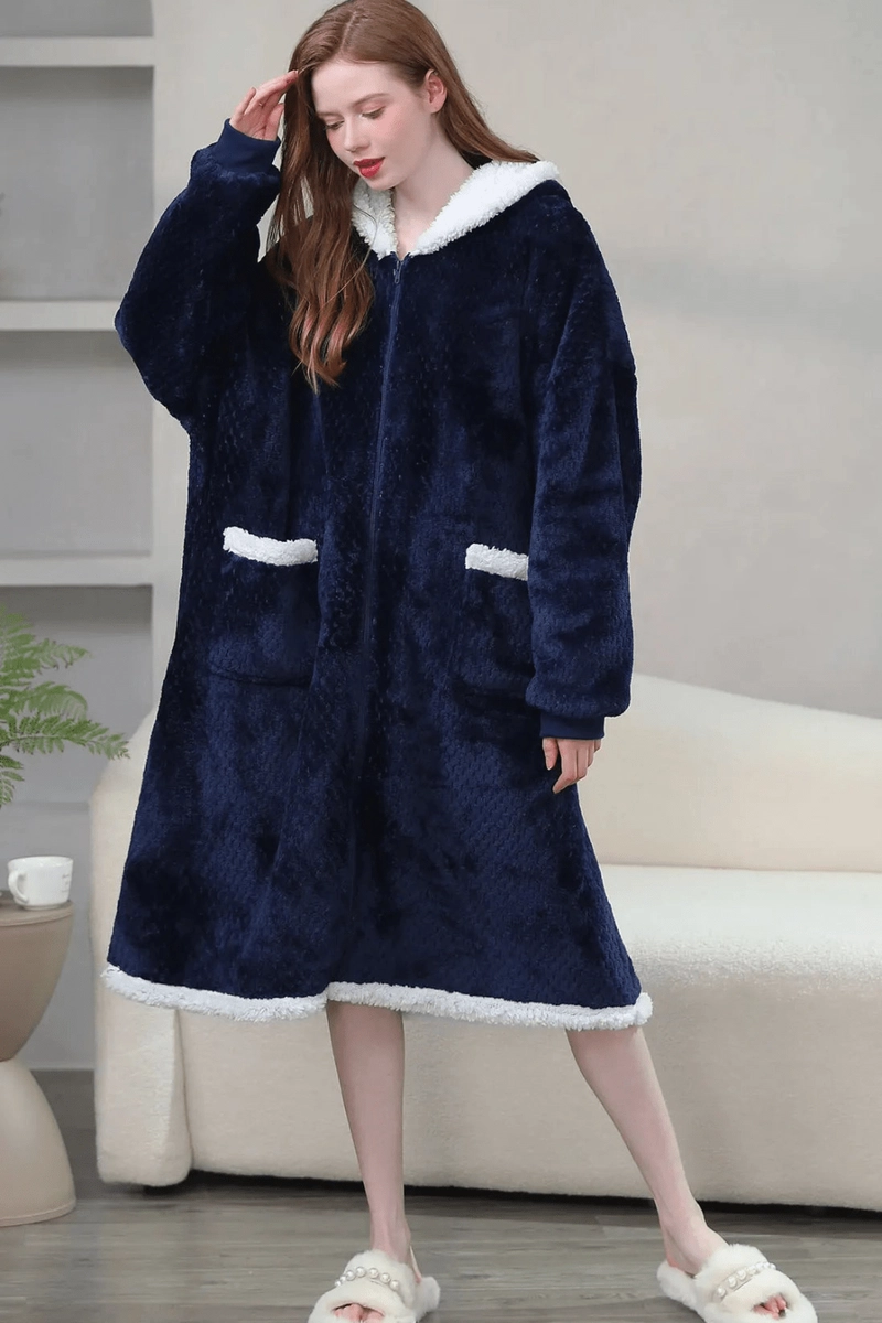 Women's Zip-Up Fleece Bathrobe