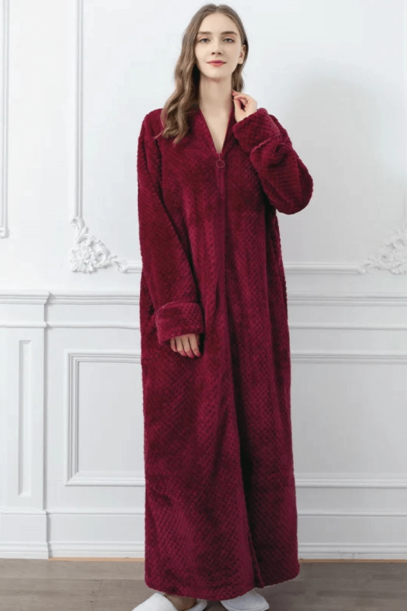 Women's Zip-Up Terry Cloth Bathrobe