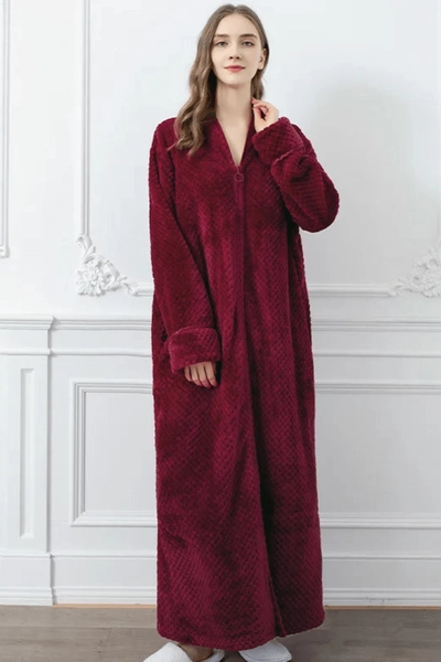 Women's Zip-Up Terry Cloth Bathrobe