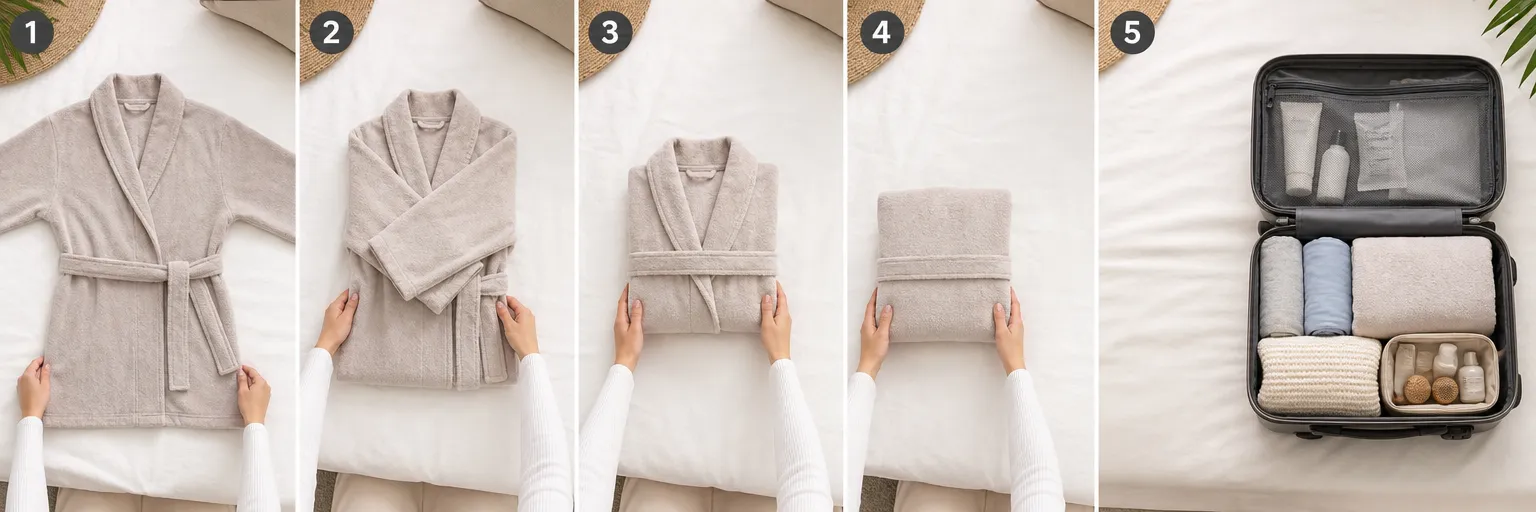 How to refold your bathrobe to slip it into a suitcase