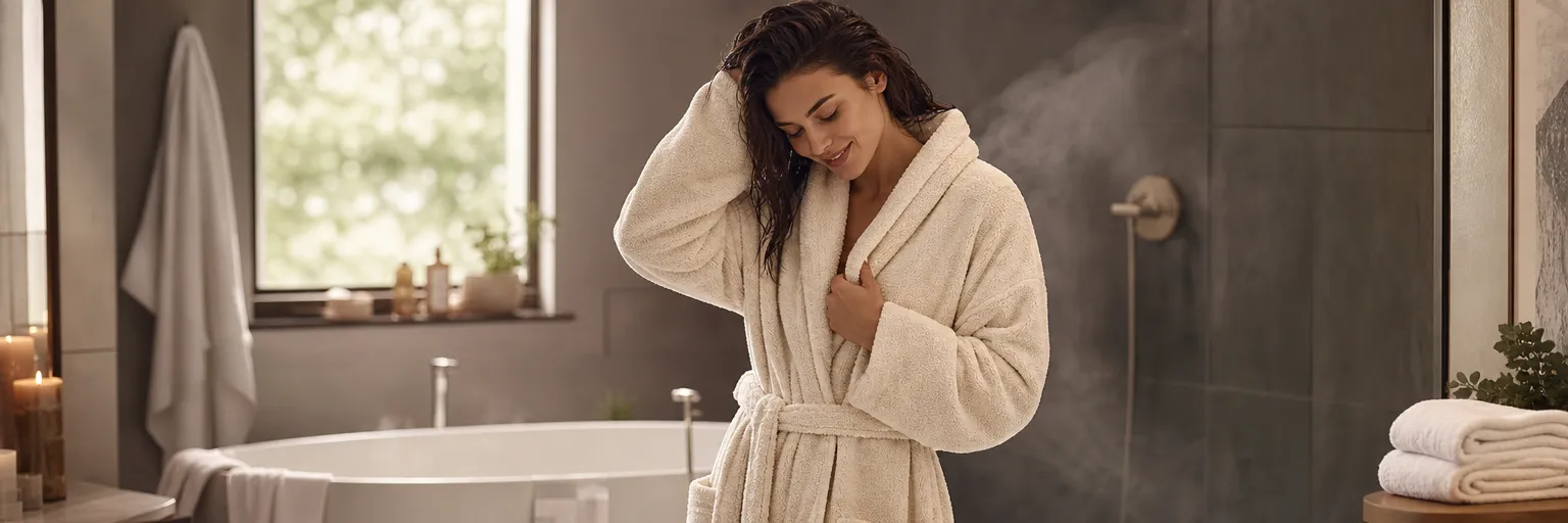 Why is a bathrobe ideal after a shower or bath?