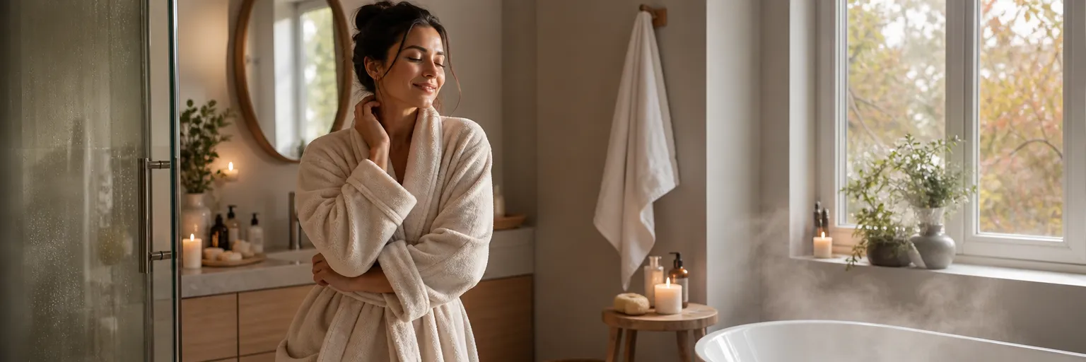How does a bathrobe enhance well-being at home?